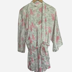 Vintage slip dress and robe - floral Peignoir Set